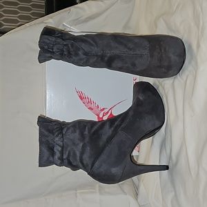 Chinese Laundry grey sock stiletto heel booties